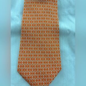 Salvatore Ferragamo Orange Geometric Tie